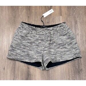 Yigal Azrouel Tweed Shorts Womens 12 Black Gray Academia Preppy Cut25 NEW